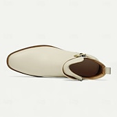 economico Stivali in pelle di alta qualità-stivaletti alla caviglia da uomo con fibbia bianca, moderni stivali alla moda con cerniera laterale e cinturino per matrimoni, feste e abbigliamento casual alla moda