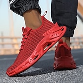cheap Men&#039;s Sneakers-Men&#039;s Red Fashion Sneakers – Breathable Lace-Up Sport Shoes with Modern Sole Design for Running, Gym, Streetwear and Casual Weekend Outfits