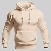 levne pánské základní mikiny s kapucí-Pánské Kapuce Černá Bílá Žlutá Světlá růžová Fialová Kapuce Bez vzoru Kapsy Sporty a outdoor Denní Dovolená Polyester Šik ven Základní Na běžné nošení Jaro Podzim Oblečení Mikiny s kapucí Mikiny