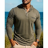 abordables Hauts-Homme Chemise décontractée T-shirt à capuche manche longue À capuche Top Extérieur Respirant Coton Noir Bleu Vert Tennis Le golf Course