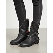 お買い得  足首ブーツ-サイドジッパーとバックルストラップが付いた女性用の紫色のスタッズ付きアンクルブーツ。大胆なファッションステートメントのためのパンクロックスタイルのフットウェア。
