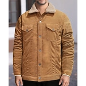economico Giubbotti Casual-Per uomo Giacca Invernale Giacca in Velluto a Coste Giacca in Pile Giacca Casual Vacanza Quotidiano Calore Termico Tasca Pile Inverno Semplice Moda Streetwear Bavero Regolare Nero Verde chiaro Blu