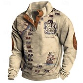 Men's Map Compass Skulls Sweatshirt Sweatshirts Long Sleeve Sweatshirt Henley Graphic Print Holiday Going out Festival Buckle Print Fall Winter4