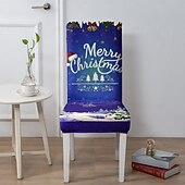 abordables Funda para silla de comedor-Funda para silla de comedor navideña, 1/2/4/6 piezas, funda para taburete, funda de poliéster con estampado geométrico, protector decorativo para silla navideña para el hogar