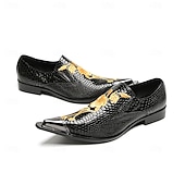 ieftine Mocasini din piele premium-Pantofi eleganți bărbătești din piele naturală de vacă, cu model de crocodil negru și broderie aurie – mocasini formali de lux pentru afaceri, nunți și banchete