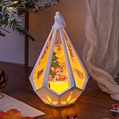 abordables luces navideñas interiores-1 pieza 16 * 9,6 cm luz de vela iluminada LED navideña, linterna de mano, luz de adorno de decoración de mesa de reunión interior y exterior, luz colgante de luz de viento lr1130 * 3 baterías