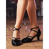 olcso Latin cipők-női piros szatén pántos tánccipő - vintage gatsby bálicipők profi tánchoz és partielőadásokhoz