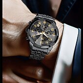 abordables Montres à quartz-la nouvelle montre d&#039;affaires pour hommes olevs, une montre multifonctionnelle avec un cadran numérique chronographe à phases de lune lumineuses, une montre à quartz décontractée et à la mode étanche