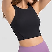 tanie Biustonosze sportowe i kamizelki-Damskie Biustonosz typu racerback Czołg Wyściełany Bez rękawów Top Athleisure Jesień Solidne kolory Wysokie podpory Oddychający Siłownia Bieganie Zdatność Odzież sportowa Odzież sportowa Czarny Biały