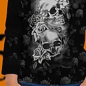 abordables Costumes d&amp;#39;Halloween pour filles-Halloween Fille 3D Crâne T-shirt manche longue Printemps Automne Mode Basique Enfants 4-12 ans Col Rond Extérieur Occasionnel Quotidien Coupe régulière