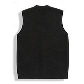 Χαμηλού Κόστους ανδρικό πουλόβερ γιλέκο-Ανδρικά Πουλόβερ γιλέκο Φόρεμα πουλόβερ Γιλέκο Πλεκτά Γιλέκο ζακέτα Κοτλέ Πλέκω Κανονικά μπλουζάκια Κουμπιά Σκέτο Λαιμόκοψη V Μοντέρνα Κλασσικό Διακοπές Καθημερινά Ρούχα Ρούχα Φθινόπωρο Χειμώνας Μαύρο