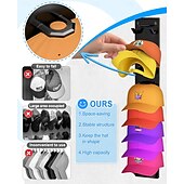 economico Contenitori per abbigliamento-Confezione da 2 organizer per cappelli da baseball, portacappelli adesivo resistente per parete, espositore per cappelli multistrato, ganci per cappelli da parete che possono contenere fino a 18