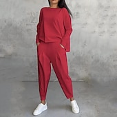 tanie dresy-Damskie Komplety dresowe Dres 2-częściowy Stroje do salonu z kieszenią Solidne kolory Zestawy odzież Jesień Czarny Biały Siłownia Bieganie Zdatność Lekki Oddychający Długi rękaw Sport Odzież sportowa