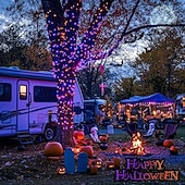 voordelige Halloween-verlichting-1 stuk zonne-lichtsnoer Halloween buitendecoratie IP65 waterdicht zonne-sprookjesachtige twinkelende lichtjes 8 verlichtingsmodi geschikt voor Halloween, Kerstmis, feest, boom, bruiloft, tuin, balkon,