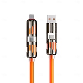 economico Luci decorative-Cavo di ricarica USB 4 in 1, ricarica rapida max 60 W per connettori USB C/USB-A/Type-C/Lightning, cavo indicatore LED per iPhone 17/16/15, Samsung iPad Android MacBook Power Bank