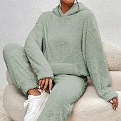 رخيصةأون بدلات رياضية-نسائي بدلة رياضية من قطعتين هودي صالة مجموعات بدلات رياضية لون سادة أطقم ملابس رياضية خريف &amp; شتاء أسود أبيض الصالة الرياضية الخارج ركض كم طويل رياضة ألبسة رياضية مرن نسبياً عادي