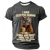  T-Shirt Grafica per Uomini Divertente Citazione Sarcastica del Gatto 'Ascolto Selettivo' Maniche Corte. Ottima per Umorismo di Stile di Vita e Atteggiamento.