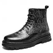 baratos Botas para Homem-Botas de inverno masculinas de cano alto em couro sintético | design com isolamento térmico e sola antiderrapante