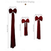 cheap Bows &amp; Ribbons-Christmas Extra Large Velvet Bows Christmas Tree Topper Burgundy Holiday Decoration Hanging Ornament for Xmas Tree, Festive Bow for Home Party Decor