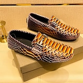 preiswerte Freizeit-Loafer-Herren-Loafer in Rot und Orange mit Schlangenmuster – Partyschuhe mit exotischem Muster zum Hineinschlüpfen für formelle Anlässe, Hochzeiten und das Nachtleben