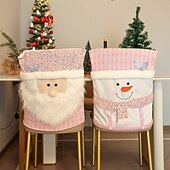 billiga Julskydd-rosa julstolsöverdrag, plyschstolsöverdrag till jultomten för matsal och heminredning, festliga stolsöverdrag för julfestdekorationer