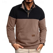 baratos Suéteres básicos-Homens Moletom Moletom Waffle Moletom com capuz Estacionar Moletom com zíper Verde Tropa Vinho Azul Real Marron Cáqui Colarinho Clerical Tecido Patchwork Desportos e Ar livre Casual Diário Roupa de
