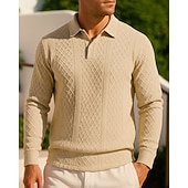 halpa Juoksupaidat ja tanktopit-Miesten Jacquard-neulepaita Vapaa-ajan poolopaidat Jakardi Pitkähihainen Topit Urheilu- ja treenivaatteet Syksy Yhtenäinen Muoti Ulkoilu Matkailu Urheilu Urheiluasut Urheiluvaatteet Musta Sininen