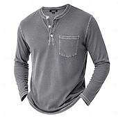voordelige Casual Henley-T-shirt-Voor heren Henley-shirt T-shirts T-shirt Shirt met lange mouwen Lange mouw Retro Effen kleur Modieus Ontwerper Casual Mode Wijnoogst Puur Henley Vakantie Straat Casual Herfst Winter donkerbruin Zwart