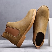 economico Stivali Chelsea-stivali chelsea da uomo color cachi, stile casual e leggero alla caviglia con soffietti elastici, per l'ufficio, le uscite del fine settimana e il comfort quotidiano