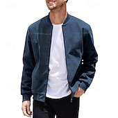 preiswerte Faux-Suede-Jacken-Herren Imitat-Lederjacke Freizeitjacke Urlaub Täglich Warm Tasche Herbst Winter Einfach Mode Klassisch Stehkragen Regulär Schwarz Marineblau Meeresblau Braun Armeegrün Jacken