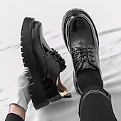 economico Scarpe Oxford-scarpe oxford nere lucide da uomo – scarpe eleganti stringate in vernice con suola spessa per feste serali, moda gotica, concerti e occasioni speciali