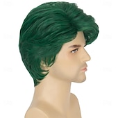 cheap Party Wigs-Green Wigs Short Straight Green Wig for Men Synthetic LayeSchool Theme Cosplay Wig