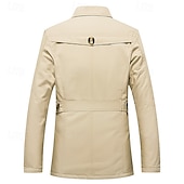 billiga Trenchcoat för män-Herr Fleece-jacka Peacoat Trenchcoat Semester Dagligen Höst Vinter 100 % bomull Håller värmen Ytterkläder Kläder Mode Klassisk Slät Ficka Kavajslag Enkelknäppt