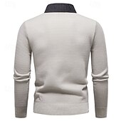 cheap Men&#039;s Pullover Sweater-Men&#039;s Pullover Sweater Jumper Knit Sweater Ribbed Knit Regular Tops Knitted Fleece Plain Turndown Fashion Basic Vacation Daily Wear Clothing Apparel Winter Black Dark Gray S M L
