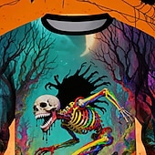 levne Chlapecké halloweenské kostýmy-předvečer Všech svatých Chlapecké 3D Lebky Mikina Dlouhý rukáv Jaro Podzim Módní Základní Děti 4-12 let Tričkový Venkovní Ležérní Denní Běžný