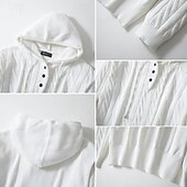 tanie sweter męski sweter-Męskie Sweter Sweter sweter Kable Robić na drutach Zwykłe topy Dzianiny Dopasowany krój Równina Półgolf Święta Dzianina Święta Codzienny Odzież Jesień Biały M L XL