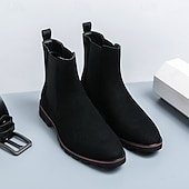 economico Stivali Chelsea-stivaletti chelsea da uomo in pelle scamosciata marrone con pannelli laterali elastici, stile casual alla caviglia per gentiluomini, ideali per outfit autunnali, abbigliamento quotidiano e riunioni del fine settimana