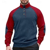 abordables Sudaderas Básicas_-Hombre Sudadera Pana Sudadera Con Capucha Sudadera con capucha y botones Albaricoque Vino Verde Ejército Azul Marino Marrón Cuello Mao Plano Retazos Deporte Casual Diario Ropa de calle Fresco Ropa