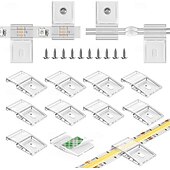 ieftine Accesorii LED-10 buc 20 buc cleme transparente pentru benzi luminoase autoadezive cu șuruburi, suport de montare, cleme de fixare puternice cu LED-uri și șuruburi pentru benzi luminoase de 0,39 in/10 mm lățime,