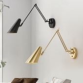 halpa Sisätilojen seinävalaisimet-vintage-teollisuuskäyttöön tarkoitettu keinuvartinen seinävalaisin himmennettävä kytkin säädettävä kultainen pitkävartinen seinälle kiinnitettävä lukuvalo mustavalkoinen maalaistalo kiinteällä