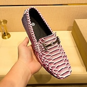 preiswerte Freizeit-Loafer-Herren-Loafer in Rot und Orange mit Schlangenmuster – Partyschuhe mit exotischem Muster zum Hineinschlüpfen für formelle Anlässe, Hochzeiten und das Nachtleben