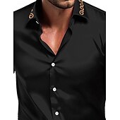 preiswerte Satinhemden für Herren-Herren Hemd Satinhemd Kleidhemd Freizeithemd Knopfhemd Einfach Formell Hochzeit Schwarz Weiß Rote Blau Langarm Revers Ganzjahres Bekleidung Rein