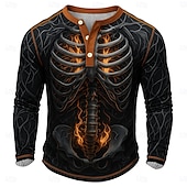 abordables Fantôme et crâne-Chemise crâne pour hommes Chemise Henley Tee à manches longues Mode vintage Designer Esprit Fête Printemps et Automne Toutes saisons Rouge Vert Kaki Gris Henley Henley