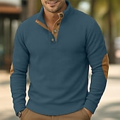economico Felpe di base-Per uomo Maglia Velluto a coste Felpa con cappuccio Maglione Felpa con cappuccio abbottonata Aalbicocca Blu denim Nero Bianco Verde militare Colletto Mao Semplice Patchwork Blocco di colore Sport