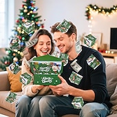 billige Gaveinnpakning-6/10/12/16/20 stk. juleoverraskelseshoppeeskesett - festlig rød papirgaveeske med julenissens design, sammenleggbar julepengeboks, gjør-det-selv unike sammenleggbare hoppende kontanter