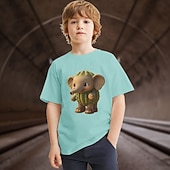 お買い得  男の子の3Dスポーツ＆ゲーム-男の子 3D カートゥン Tシャツ Ｔシャツ 半袖 夏 春 ファッション ベーシック 子供 4〜12年 クルーネック アウトドア カジュアル 日常 レギュラー