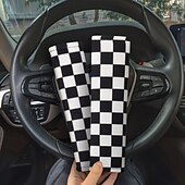 economico Copristerzo per auto-2 pezzi di spallacci universali per cintura di sicurezza per auto, copricinture di sicurezza in tessuto a scacchi bianchi e neri per conducente e passeggero, accessori per interni auto