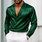economico Camicie in raso da uomo-Per uomo Camicia Camicia in raso Camicia elegante Camicia casual Camicia con Bottoni Camicia da Ballo Semplice Formale Matrimonio Nero Bianco Blu reale Oro Manica Lunga Scollo a V Tutte le stagioni
