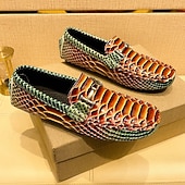 preiswerte Freizeit-Loafer-Herren-Loafer in Rot und Orange mit Schlangenmuster – Partyschuhe mit exotischem Muster zum Hineinschlüpfen für formelle Anlässe, Hochzeiten und das Nachtleben
