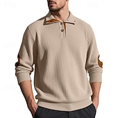 Недорогие Базовые толстовки-Муж. Толстовка Корд Толстовка с капюшоном и пуловером Натяни Толстовка на пуговицах Черный Белый Военно-зеленный Хаки Серый Воротник-стойка Полотняное плетение Пэчворк Цветовые блоки